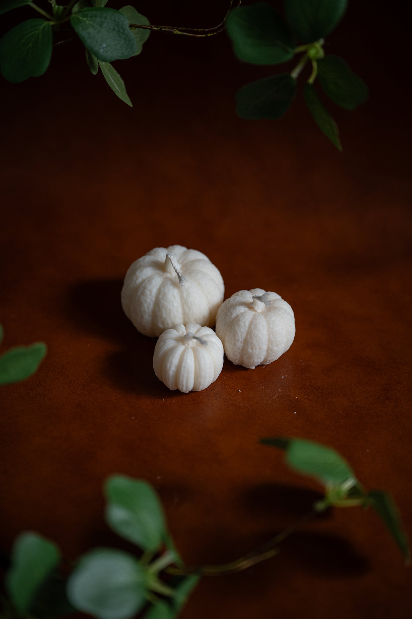 Pompoen kaars (rustiek trio) creme