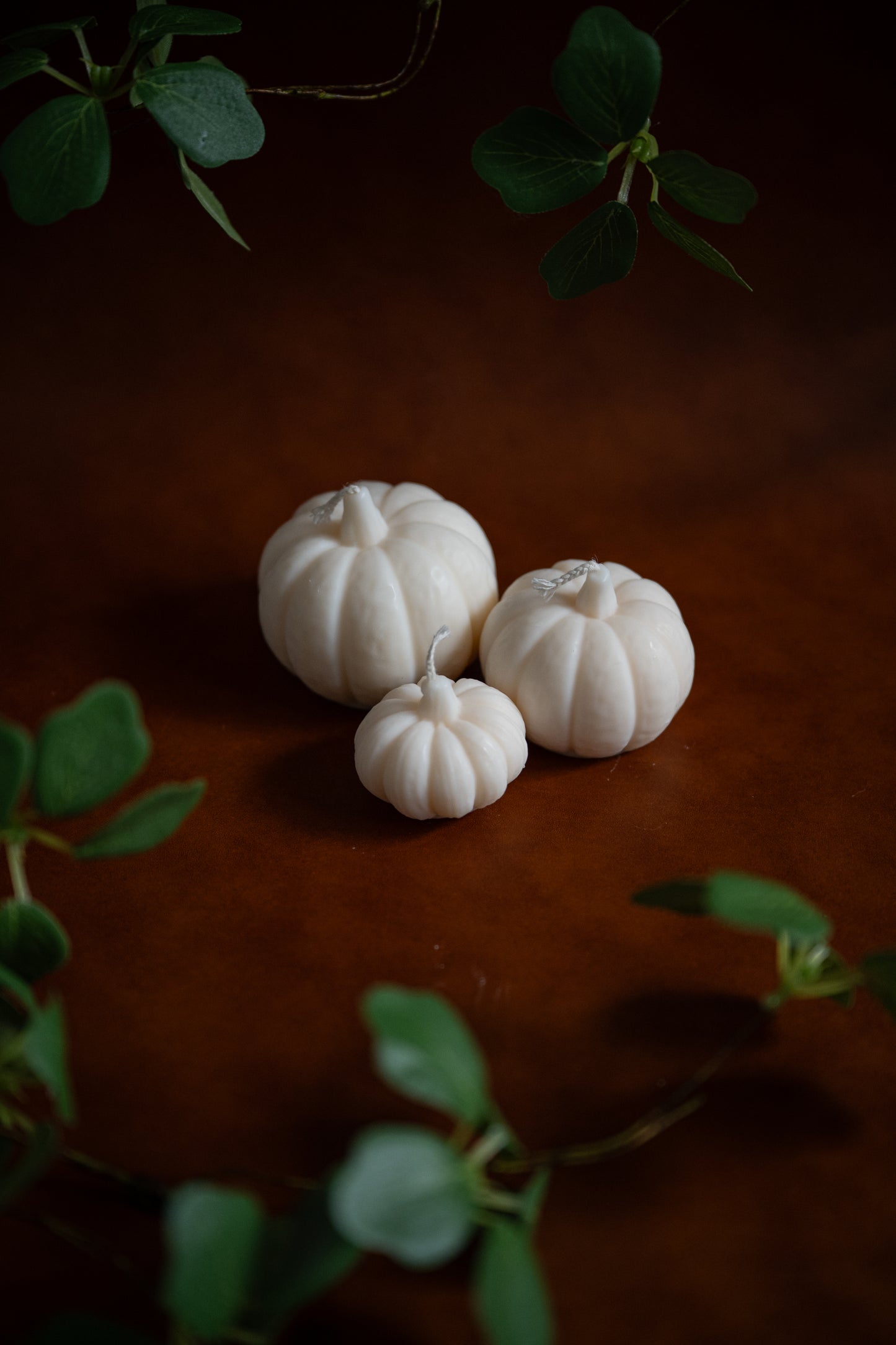 Pompoen kaars (trio) creme